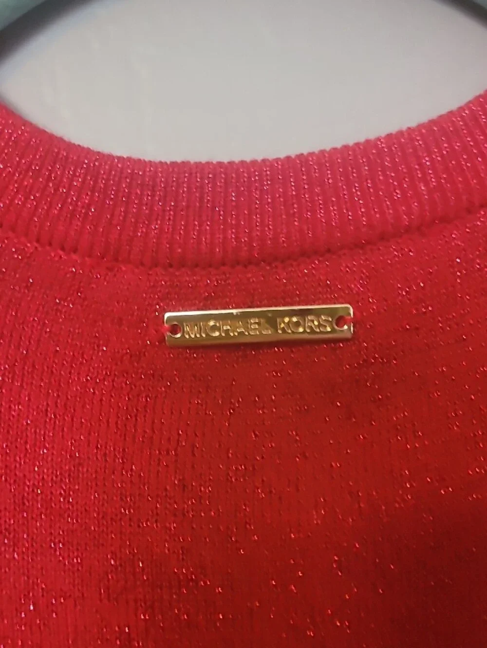 Michael Kors Red Cold-Shoulder Sparkle Tank